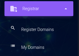 Expand Registrar to register a domain or view your existing domains.