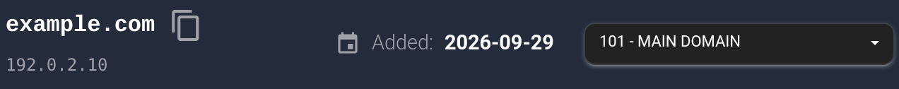 After saving and reopening the page, the domain remains assigned to plan #101.
