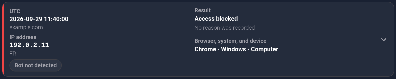 Access blocked, No reason was recorded