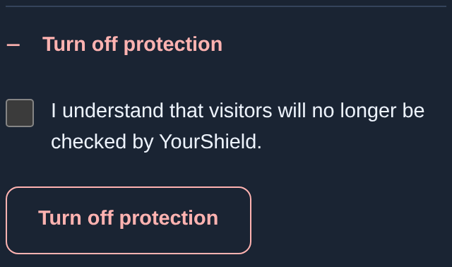 Hosting: Turn off protection, confirmation and button