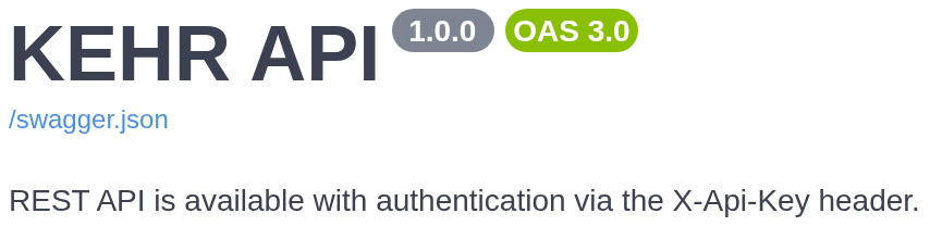 Заголовок реальной публичной документации KEHR API