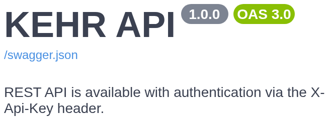 Заголовок реальной публичной документации KEHR API