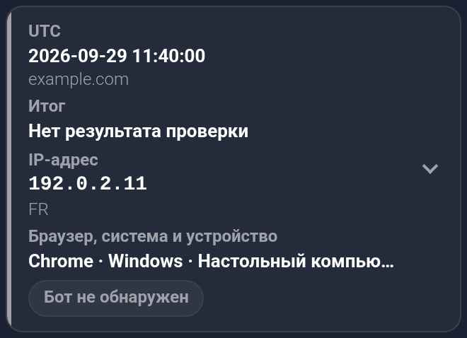 Нет результата проверки при метке Бот не обнаружен